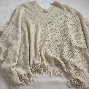 Arianna Cream Fringe Knit Blanket Sweater | Boho | One Size